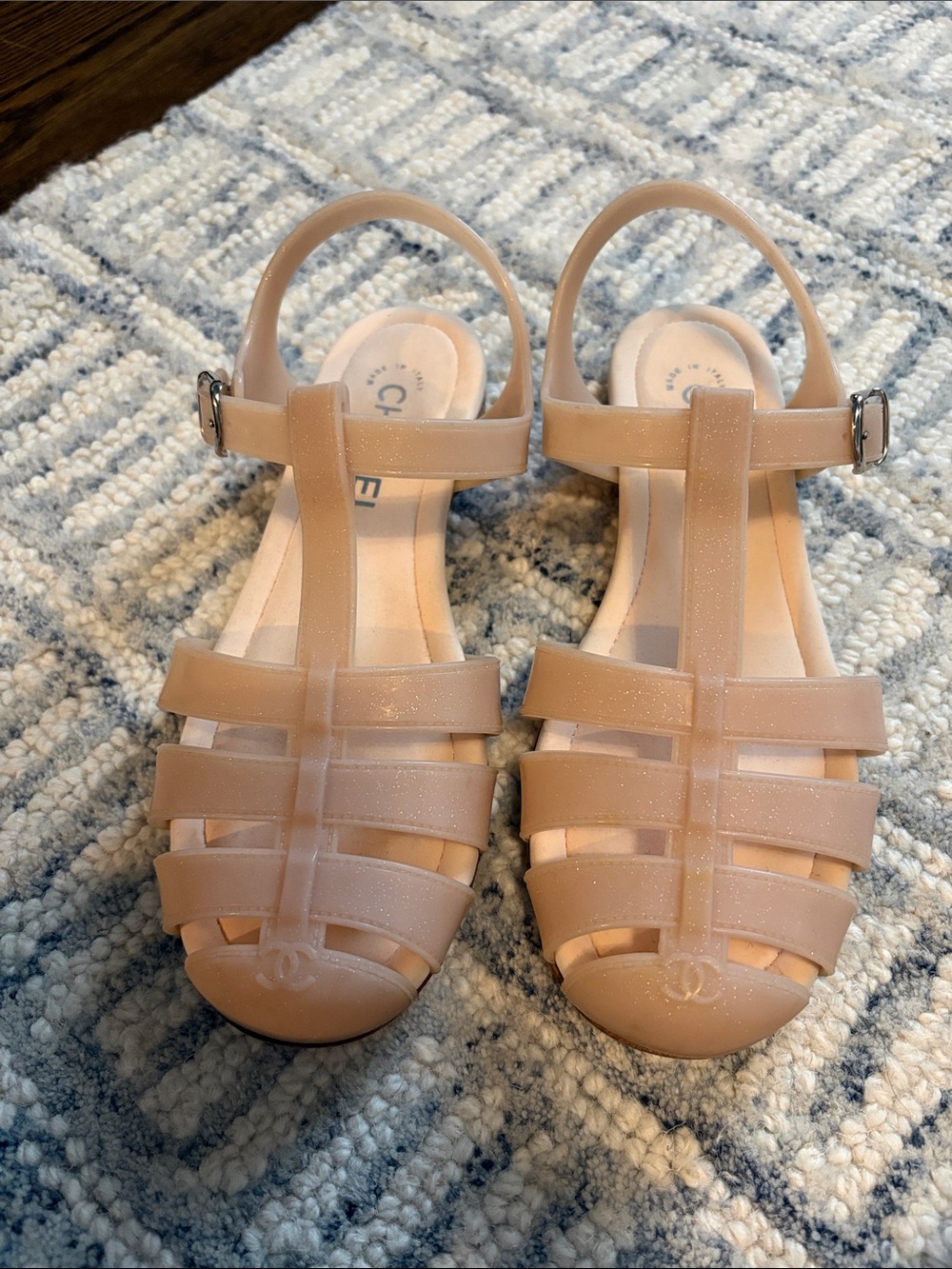 CHANEL Nude Blush Jelly Fisherman  Sandals Sz. 38